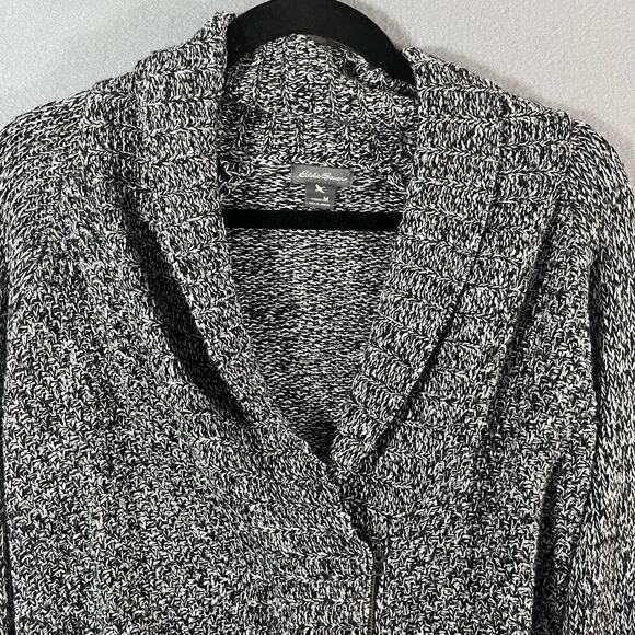 Eddie Bauer Sweater Womens Medium Gray Cotton Full Zip Cardigan Cowl Neck - Picture 6 of 12